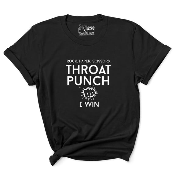 Inkmeso Tee For Womens Rock. Paper. Scissors. Throat Punch I Win Funny 80s 90s Retro Graphic Tshirt