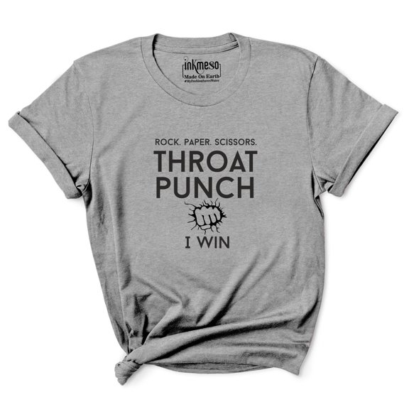 Inkmeso Tee For Womens Rock. Paper. Scissors. Throat Punch I Win Funny 80s 90s Retro Graphic Tshirt