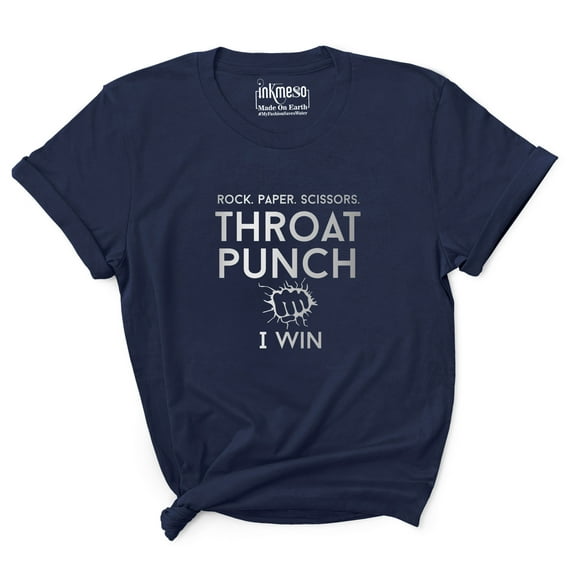 Inkmeso Tee For Womens Rock. Paper. Scissors. Throat Punch I Win Funny 80s 90s Retro Graphic Tshirt
