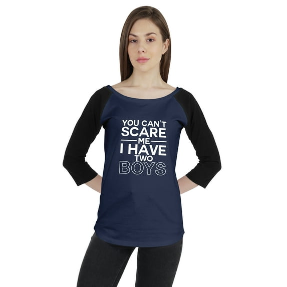 Inkmeso Tshirt For Mother's Raglan Tshirt "You Can't Scare Me I Have Two Boys" Graphic Shirt Top