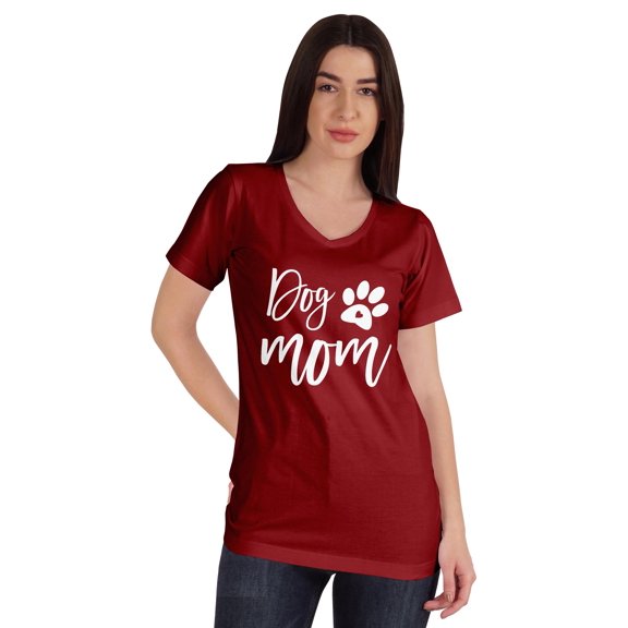 Inkmeso V-Neck Dog Mom Funny Graphic Tshirt For Women Cotton Shirt Mother Tee