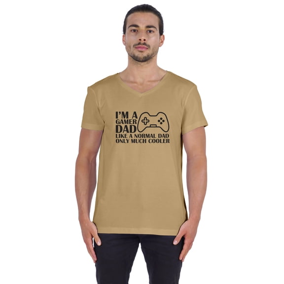 Inkmeso V-Neck Tee Shirt For Men's Graphic Printed I'm A Gamer Dad Like A Normal Dad Only Much Cooler Tshirt For Gamer Dad