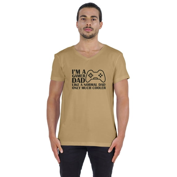 Inkmeso V-Neck Tee Shirt For Men's Graphic Printed I'm A Gamer Dad Like A Normal Dad Only Much Cooler Tshirt For Gamer Dad