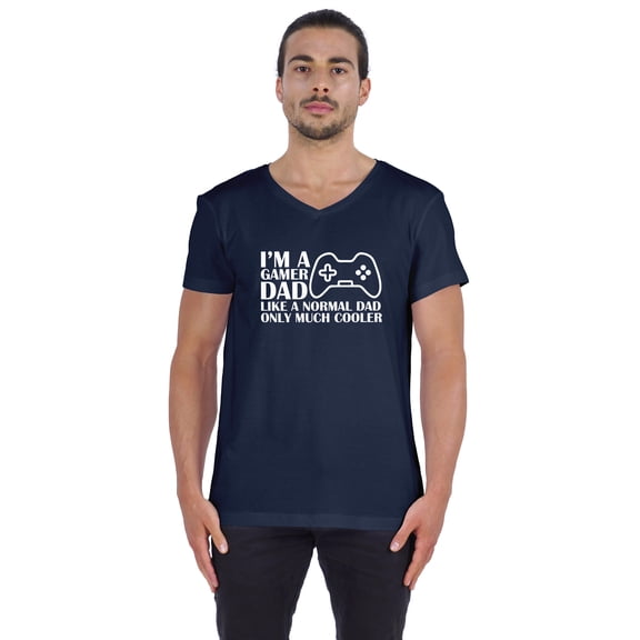 Inkmeso V-Neck Tee Shirt For Men's Graphic Printed I'm A Gamer Dad Like A Normal Dad Only Much Cooler Tshirt For Gamer Dad
