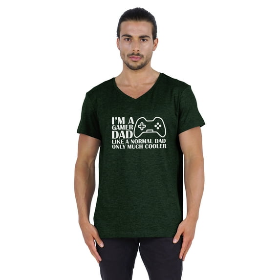 Inkmeso V-Neck Tee Shirt For Men's Graphic Printed I'm A Gamer Dad Like A Normal Dad Only Much Cooler Tshirt For Gamer Dad