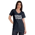thumbnail image 1 of Inkmeso Vaccinated And Ready To Travel Funny Pro-Vaccine V-Neck T-shirt For Womens, 1 of 8