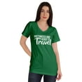 thumbnail image 1 of Inkmeso Vaccinated And Ready To Travel Funny Pro-Vaccine V-Neck T-shirt For Womens, 1 of 8