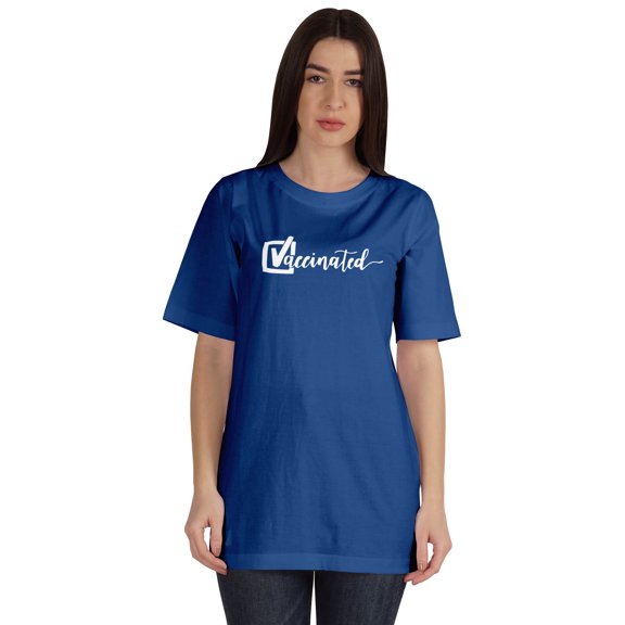 Inkmeso Vaccinated Funny Pro-Vaccine Crew Neck T-shirt For Womens