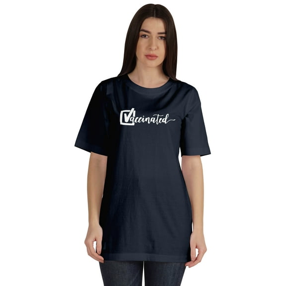 Inkmeso Vaccinated Funny Pro-Vaccine Crew Neck T-shirt For Womens