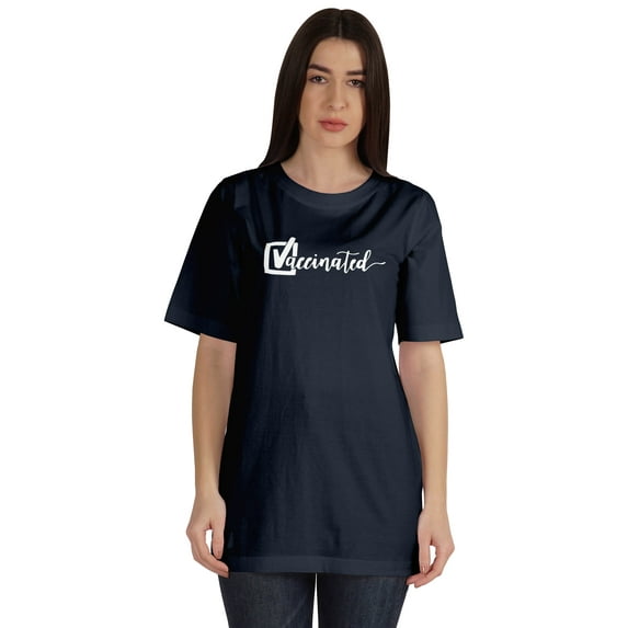 Inkmeso Vaccinated Funny Pro-Vaccine Crew Neck T-shirt For Womens