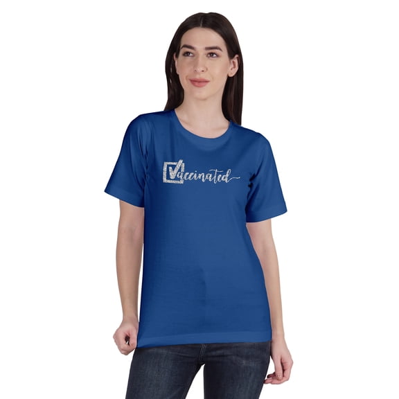 Inkmeso Vaccinated Pro Vaccine Crew Neck Tee Shirt Cotton T-shirt For Womens