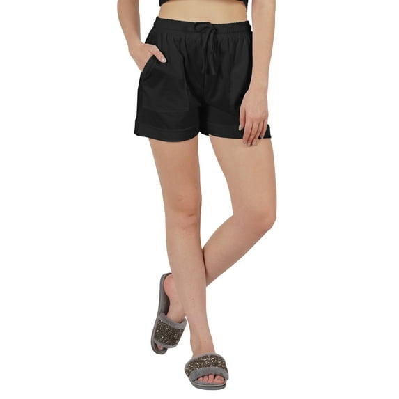 Inkmeso Women Casual Solid Color Shorts W/ Elastic Waist Summer Wear Everyday Shorts