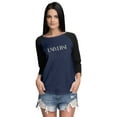 thumbnail image 1 of Inkmeso Women Raglan 3/4th Sleeve Tshirt&nbsp;Happy Motivational&nbsp;Quote Universe Graphic Top, 1 of 9