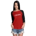 thumbnail image 1 of Inkmeso Women Raglan 3/4th Sleeve Tshirt&nbsp;Happy Motivational&nbsp;Quote Universe Graphic Top, 1 of 9