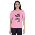 thumbnail image 1 of Inkmeso Women T Shirt "If My Mouth Doesn't Say It My Face Definitely Will" Letter Printed Sarcastic Crew Neck Top, 1 of 9