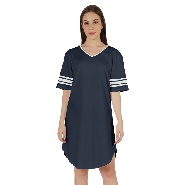 Inkmeso Women V-Neck Short Sleeve Dresses Solid Casual Loose Fit T-Shirt Sports Tunic Short Dress
