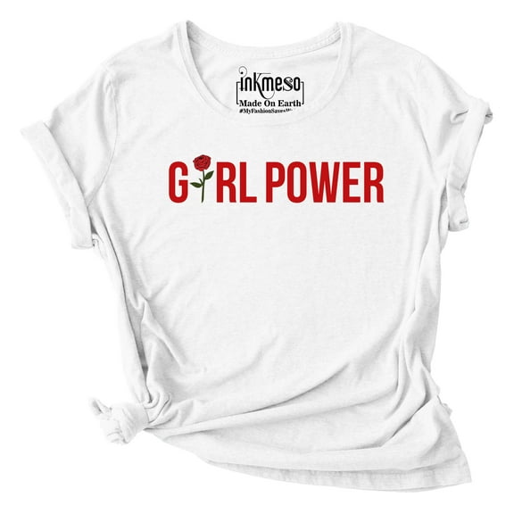 Inkmeso Women's Tshirt Girl Power Quote Graphic Printed Tee Top Scoop Neck T-Shirt
