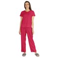 thumbnail image 1 of Inkmeso Womens 2Pcs Solid Nightwear Set Short Sleeves Top & Pajama Sets Soft Cotton Loungewear, 1 of 7
