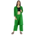thumbnail image 1 of Inkmeso Womens 3 Pcs Nightwear Set Crop Tank Top Loose Pants & Front Open Shrug Sleepwear, 1 of 7