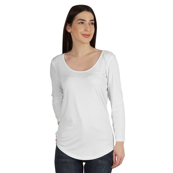 Inkmeso Womens Basic U-neck T-shirt Full Sleeve Summer Long Tee Workout Top