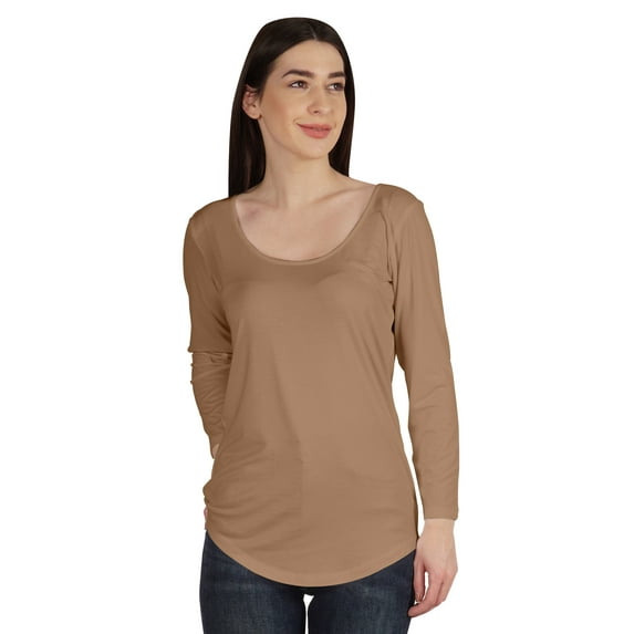 Inkmeso Womens Basic U-neck T-shirt Full Sleeve Summer Long Tee Workout Top