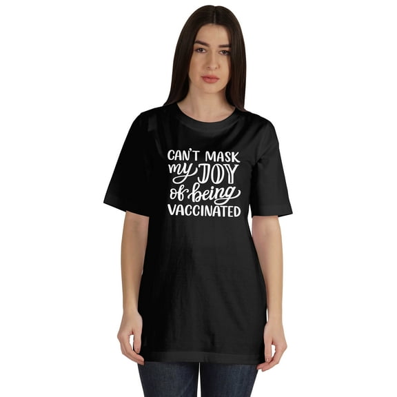 Inkmeso Womens Can't Mask My Joy Of Being Vaccinated Funny Pro-Vaccine Tshirt