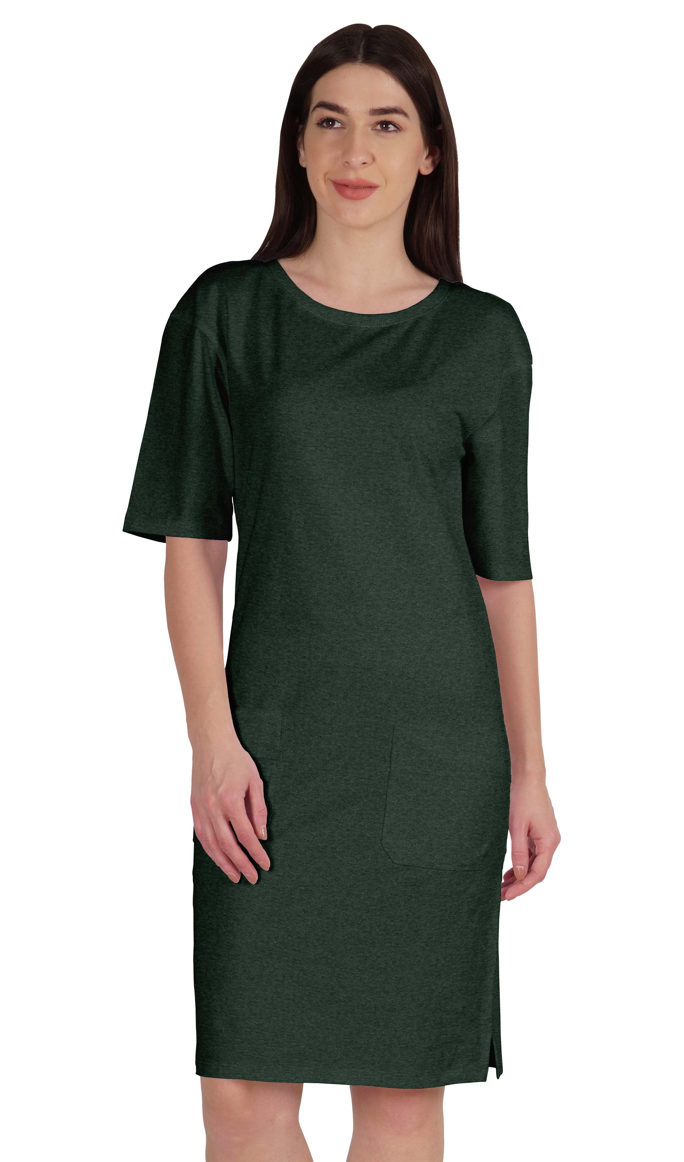 elbow sleeve t shirt dress Inkmeso Womens Elbow Sleeve Regular Fit Tshirt Dress With Front Pockets, Women's, Size: XL, Green