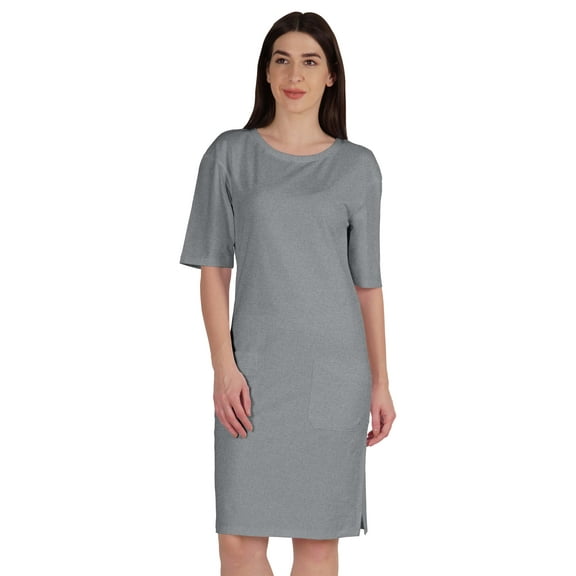 Inkmeso Womens Elbow Sleeve Regular Fit Tshirt Dress With Front Pockets