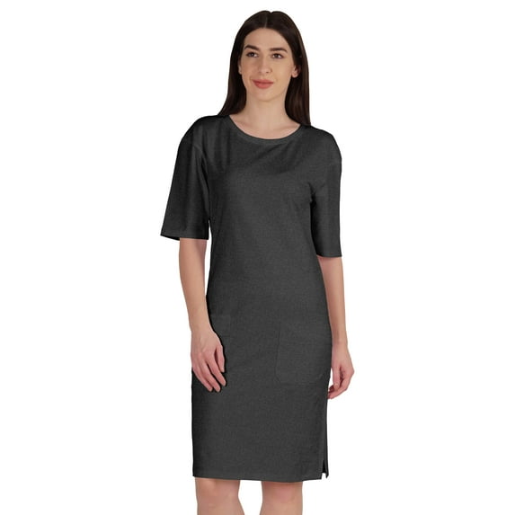 Inkmeso Womens Elbow Sleeve Regular Fit Tshirt Dress With Front Pockets