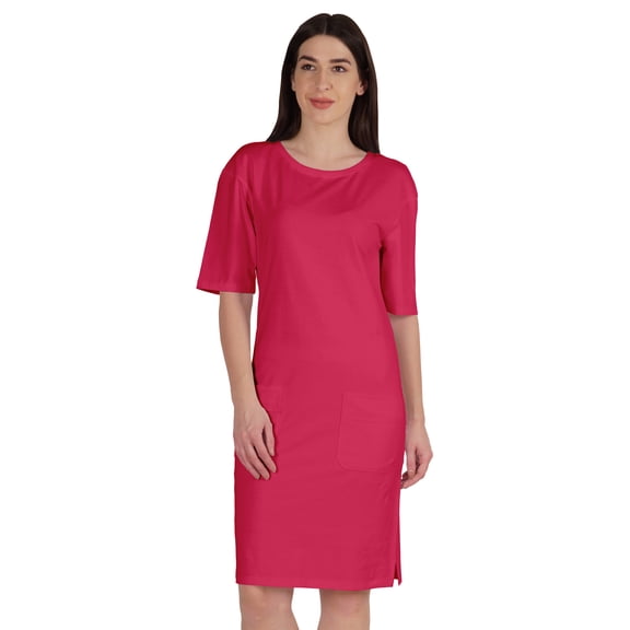 Inkmeso Womens Elbow Sleeve Regular Fit Tshirt Dress With Front Pockets