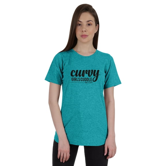 Inkmeso Womens Quote Top Curvy Girls Cuddle Better  Graphic Print Tee T-Shirt