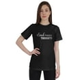 thumbnail image 1 of Inkmeso Womens Quote Top Drink Happy Thoughts Graphic Print Tee T-Shirt, 1 of 9