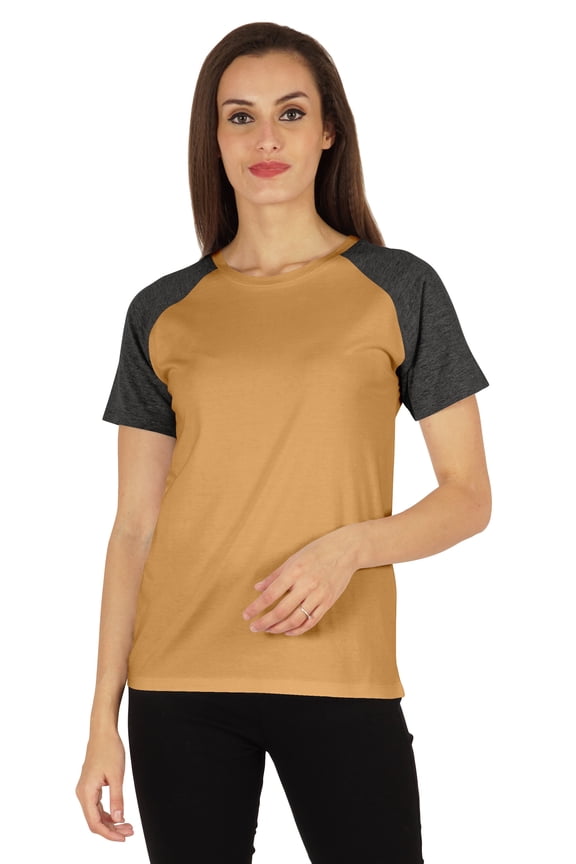 Womens Raglan Short Sleeve T-Shirt Regular Fit Casual Solid Basic Tee T-Shirts