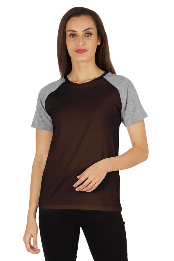Womens Raglan Short Sleeve T-Shirt Regular Fit Casual Solid Basic Tee T-Shirts
