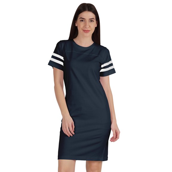 Inkmeso Womens Round Neck Sporty Tshirt Dress Striped Short Sleeve Summer Casual Tee- XS-2XL