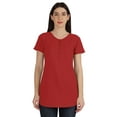 thumbnail image 1 of Inkmeso Womens Short Sleeve Button Tunic Top Cotton Tee Long Length Tshirt For Leggings, 1 of 8