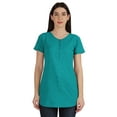 thumbnail image 1 of Inkmeso Womens Short Sleeve Button Tunic Top Cotton Tee Long Length Tshirt For Leggings, 1 of 8