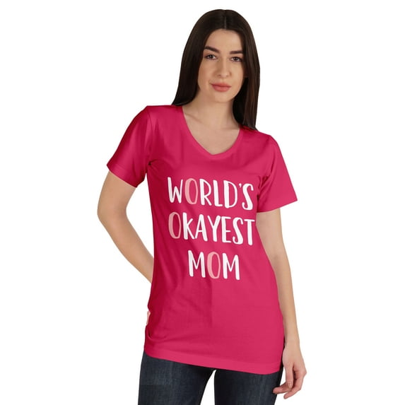 Inkmeso World Okayest Mom Graphic Tshirt Short Sleeve Mother Day Gift Top