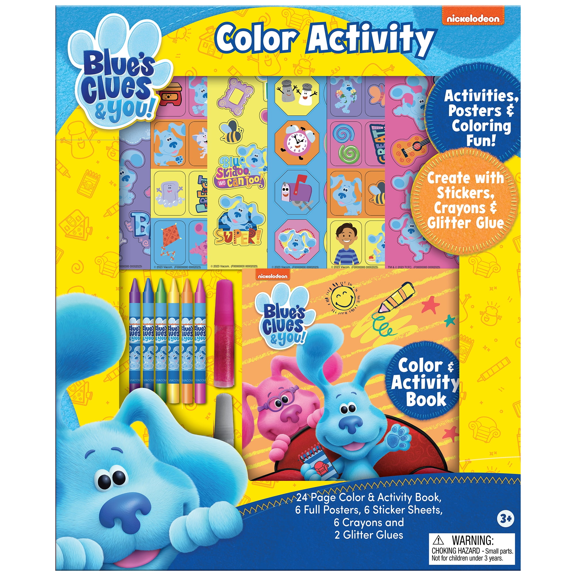 Inkology: Color Activity Set - Blue's Clues - Coloring & Activities Book, Posters, Glitter Glue, Stickers, Crayons, Creative Arts & Craft Play, Kid 3+