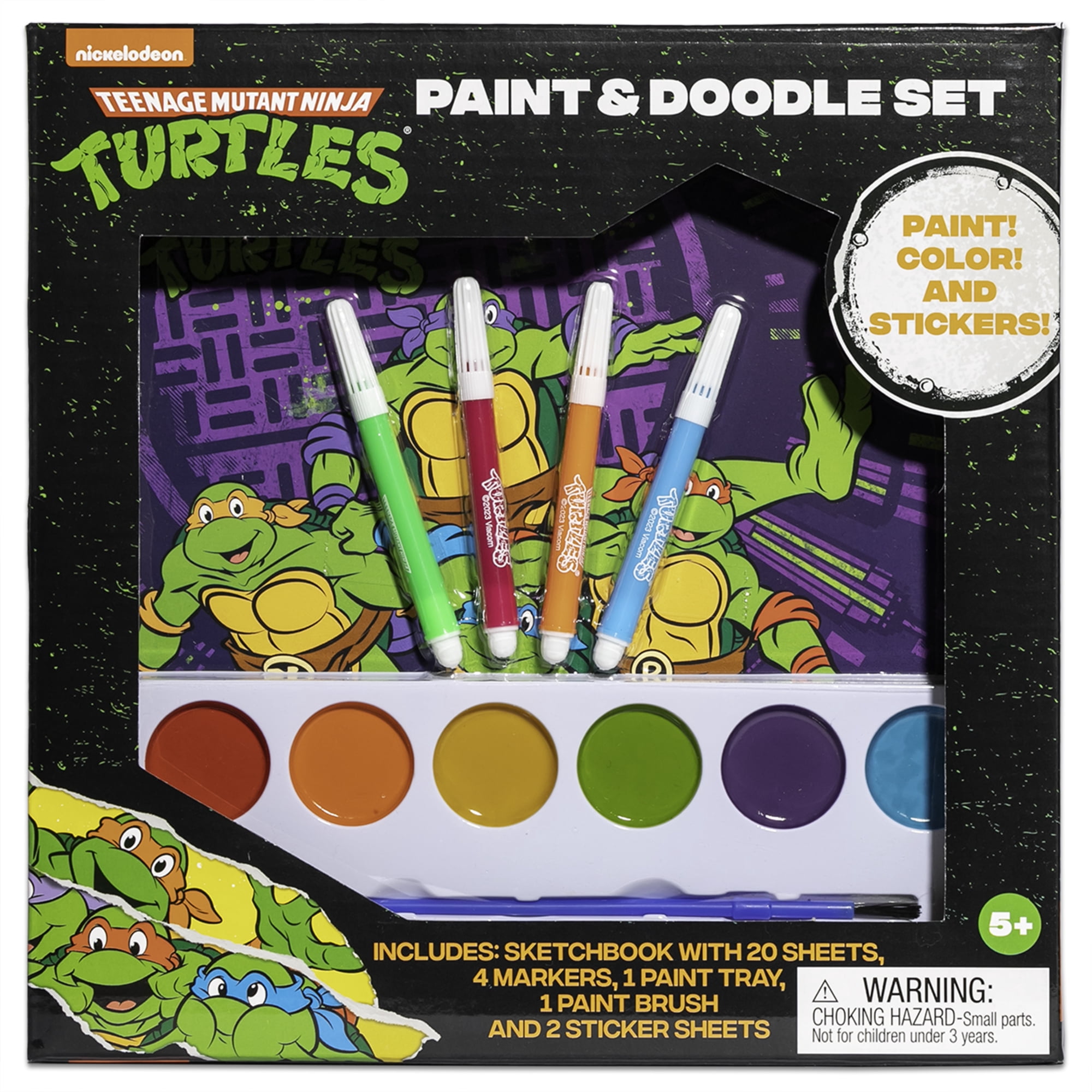 Inkology: Paint & Doodle - Teenage Mutant Ninja Turtles - TMNT Art Activity & Coloring Set, Sketchbook, Stickers, Markers, Paint Tray, Brush, Kids 5+
