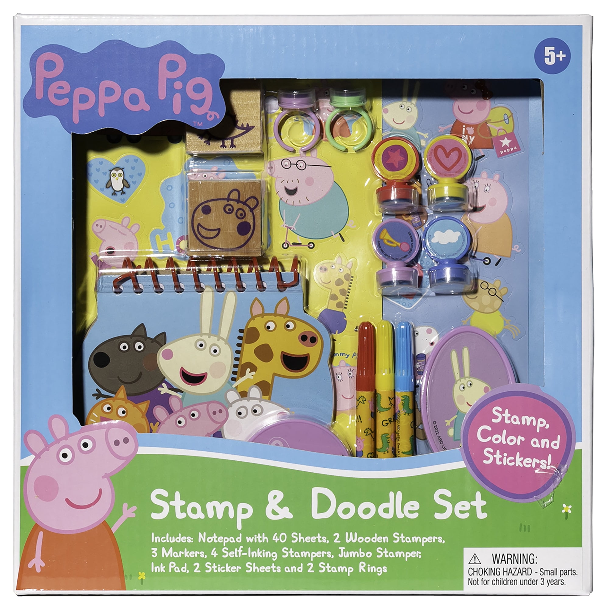 Inkology: Stamp & Doodle Peppa Pig - Creativity Set, Spiral Notebook, Stamp-Color-Sticker Activities, Markers, Ink Pad, Arts & Craft Play, Kids 5+