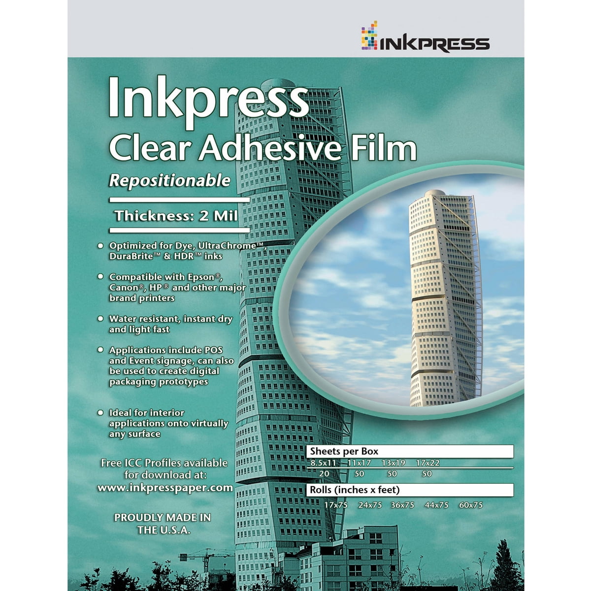 Inkpress Clear Adhesive Film, Repositionable Adhesive Inkjet Film, 8 ...
