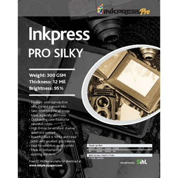 Inkpress - Pro Silky Inkjet Papers, 8-1/2" x 11", 50 Sheets