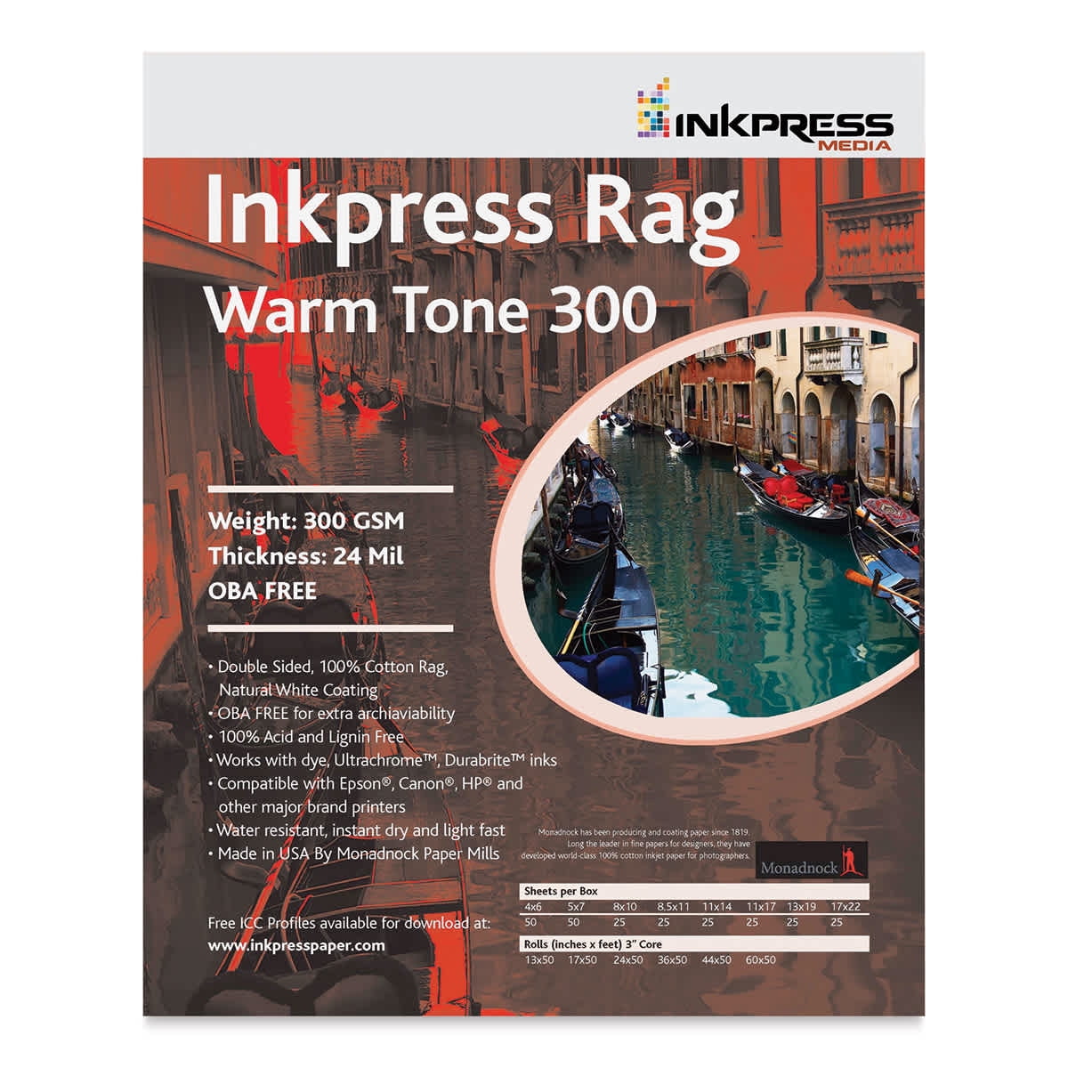 Inkpress Rag Digital Paper - Warm Tone, 300 gsm, 13