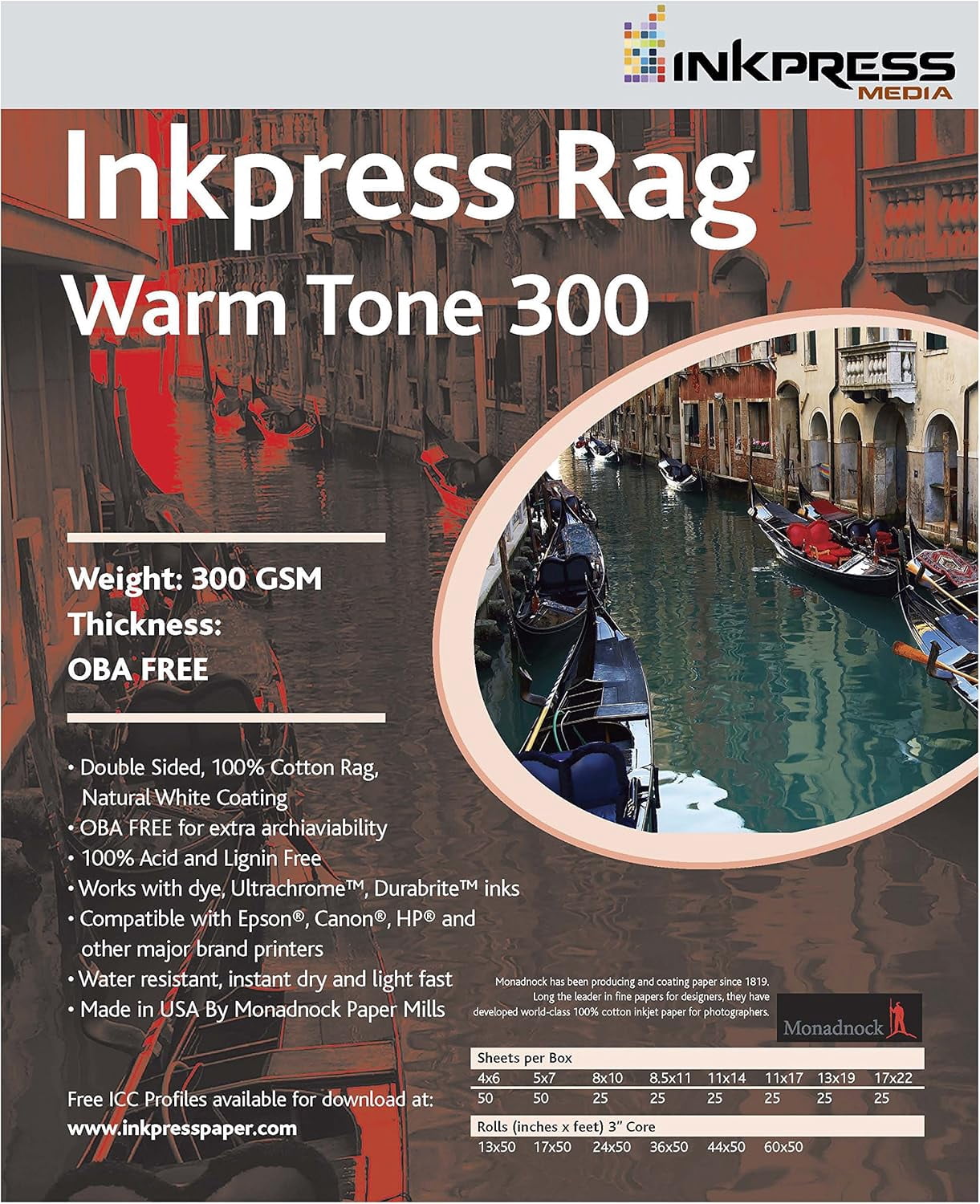 Inkpress Rag Warm Tone 300gsm/24mil 5x7 50 Sheets - Walmart.com