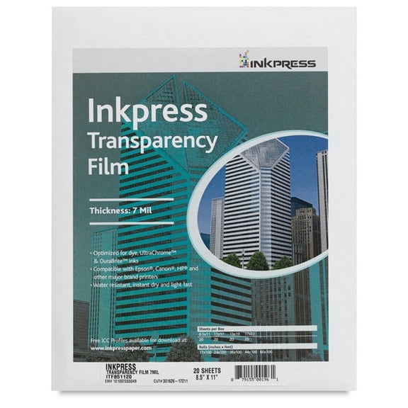 Inkpress - Transparency Films, 8-1/2" x 11", Pkg of 20