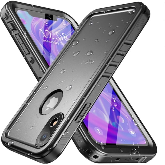 Inksjd for iPhone XR Waterproof Case, Waterproof Shockproof Snowproof with Built-in Screen Protector Slim Case for iPhone XR 2018 Release (6.1 inch) Black