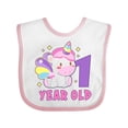 thumbnail image 1 of Inktastic 1 Year Old with Cute Unicorn Birthday Girls Baby Bib, 1 of 4