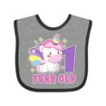 thumbnail image 1 of Inktastic 1 Year Old with Cute Unicorn Birthday Girls Baby Bib, 1 of 4