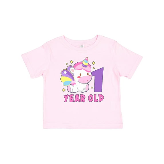 Inktastic 1 Year Old with Cute Unicorn Birthday Girls Baby T-Shirt